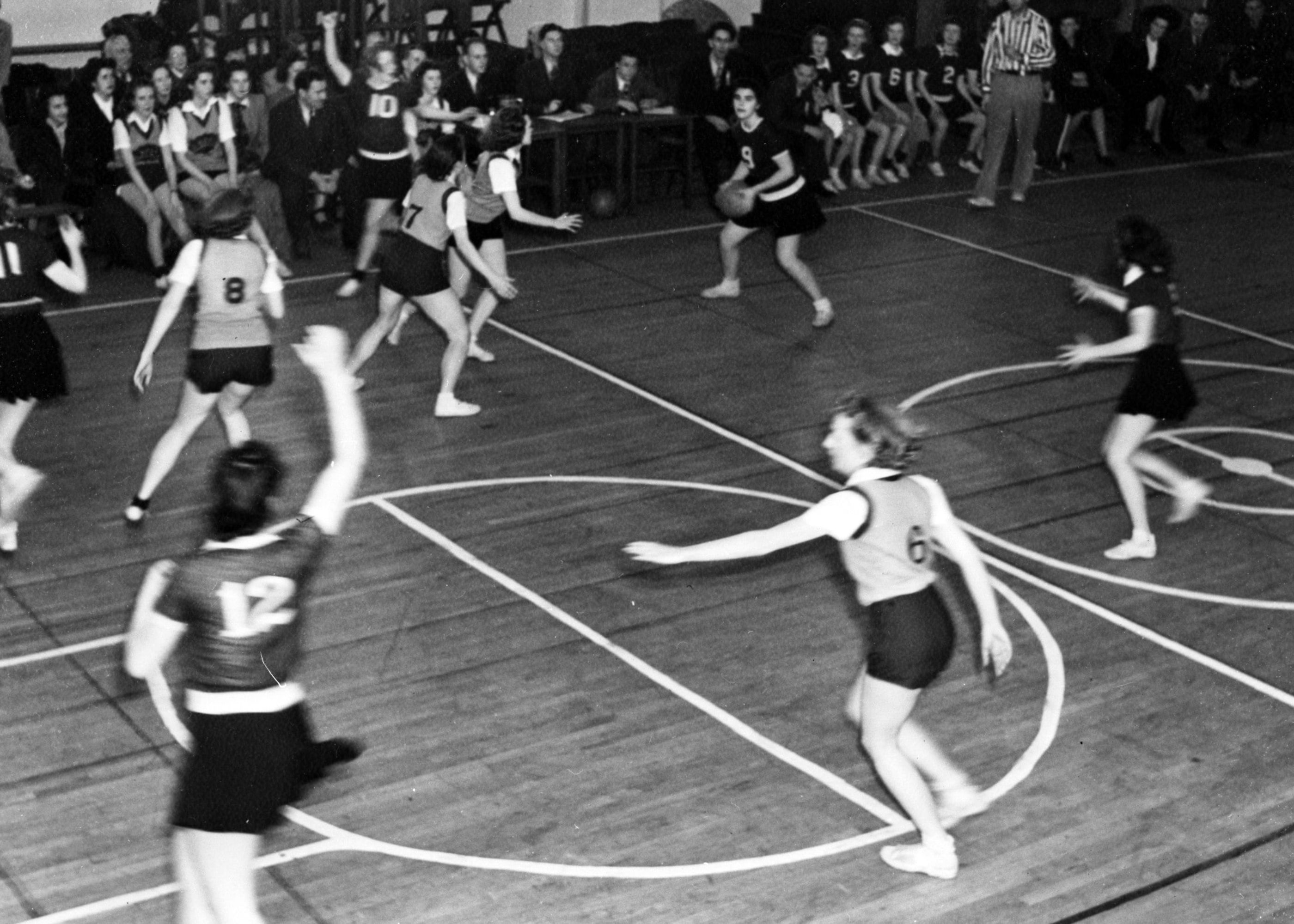 Women's Basketball Action Shot (February 1942)