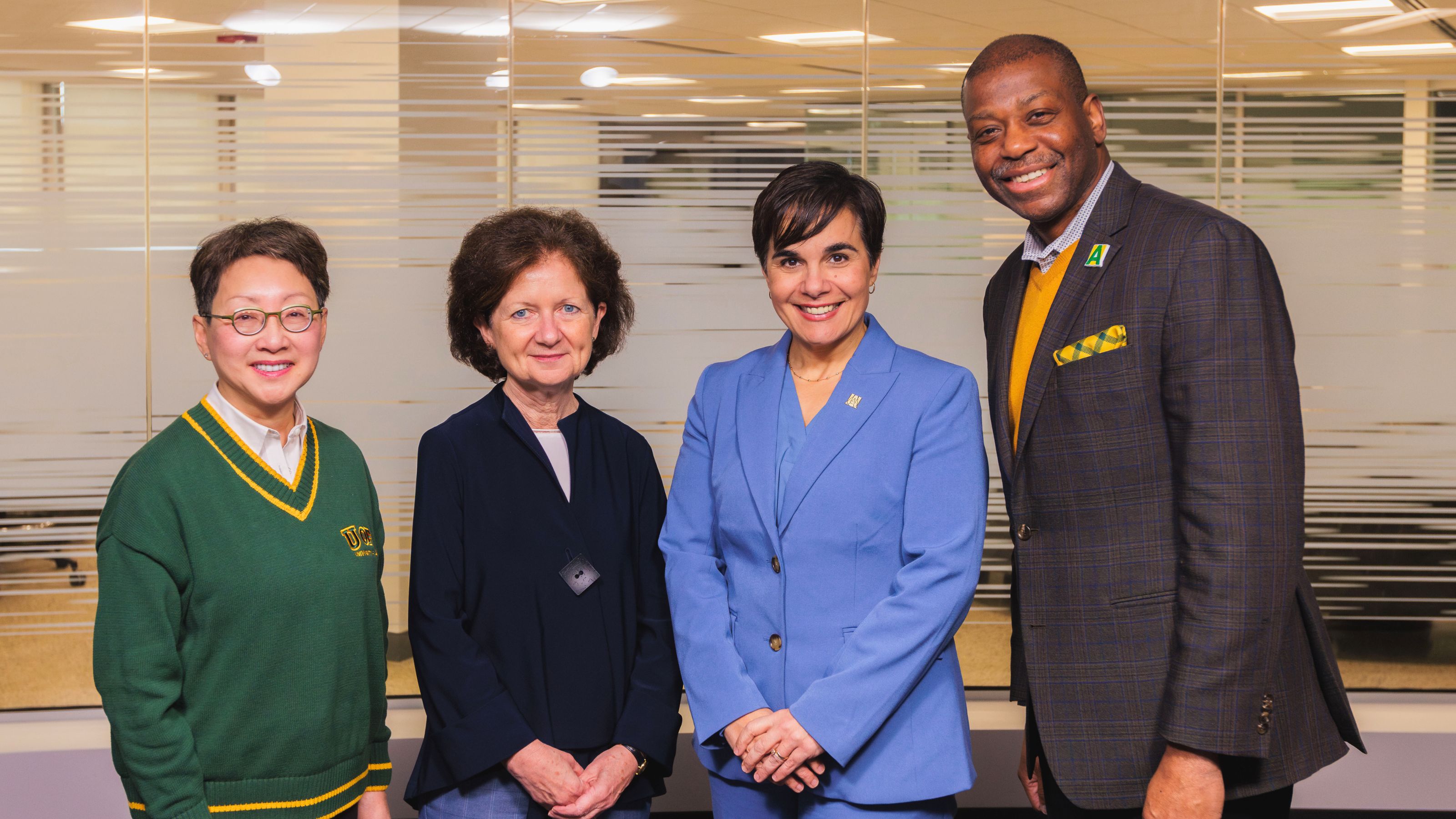 Verna Yiu, provost and vice-president (Academic); Brenda Hemmelgarn, dean and vice-provost, Health Sciences; Matina Kalcounis-Rueppell, dean and vice-provost, Natural and Applied Sciences; and Marvin Washington, dean and vice-provost, Social Sciences and Humanities. 