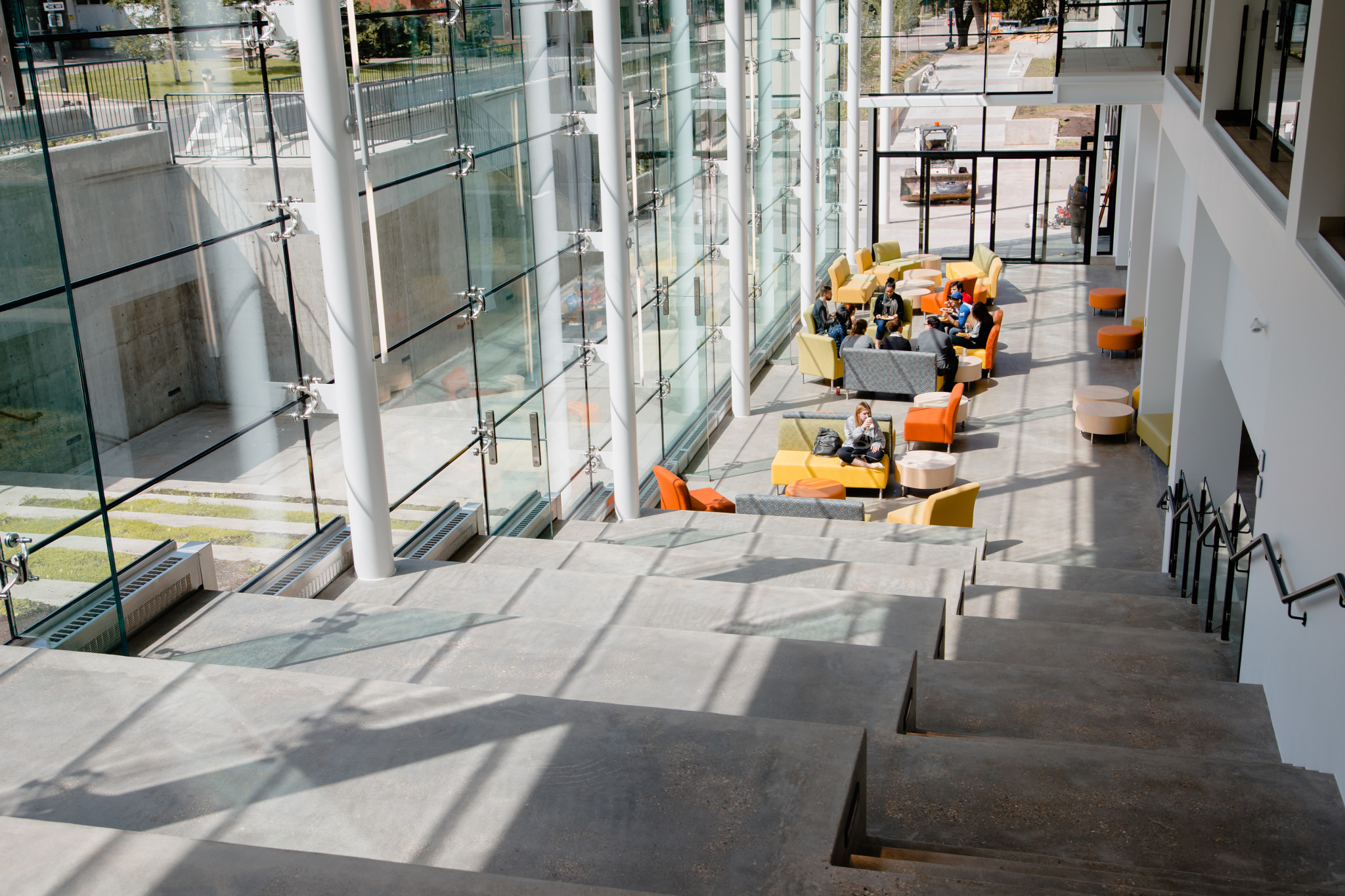 U of A SUB Building Stairs, Seating with Students