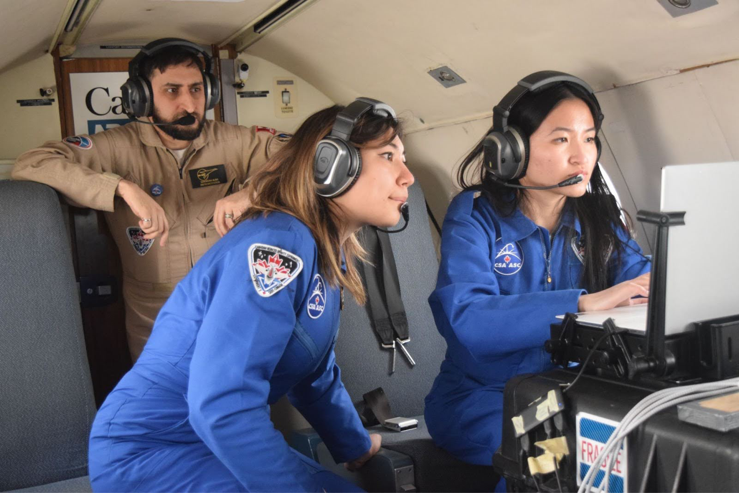 Jennifer verifying the data in level flight (left)