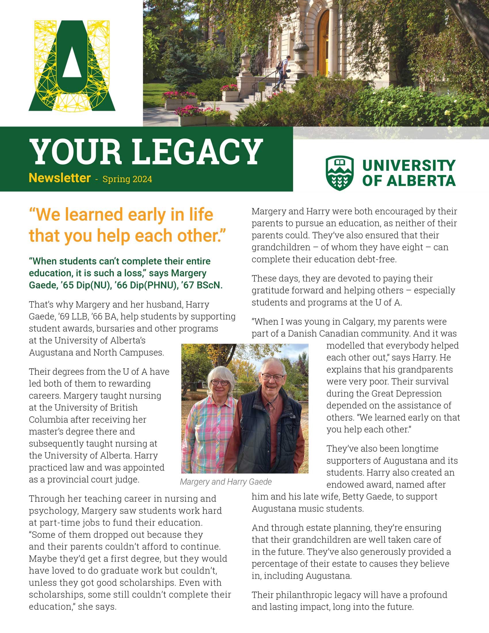 Spring 2024 Your Legacy newsletter