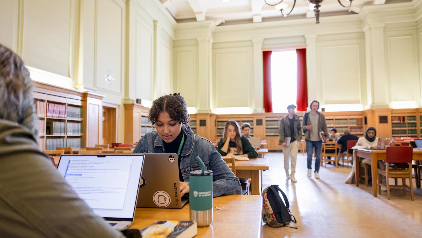 Students studying at the Harry Potter room in Rutherford Library