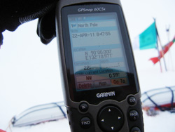 GPS shows exactly 90 degrees at the North Pole
