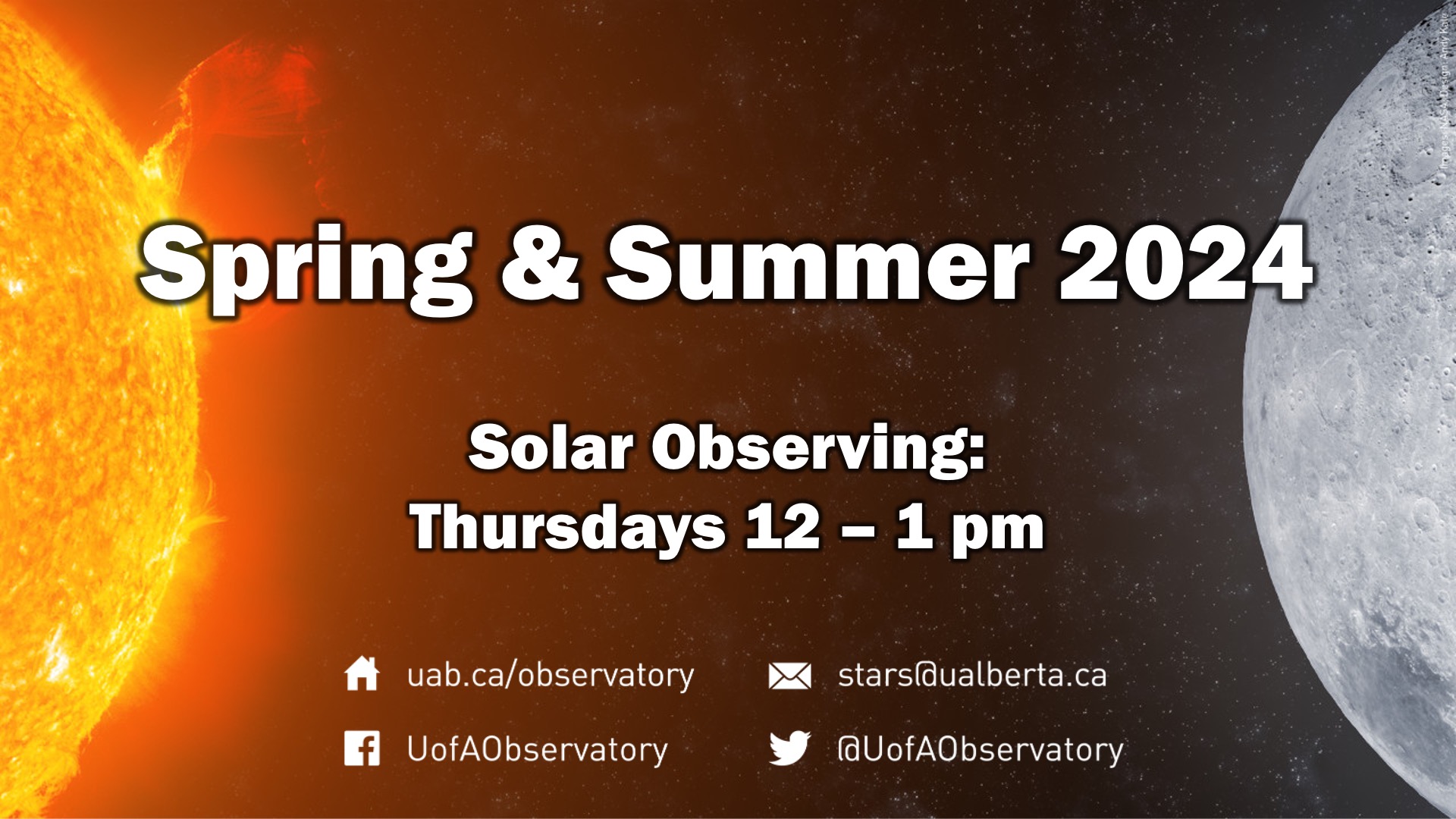 Spring and Summer Hours: Solar observing Thursdays 12 to 1 pm