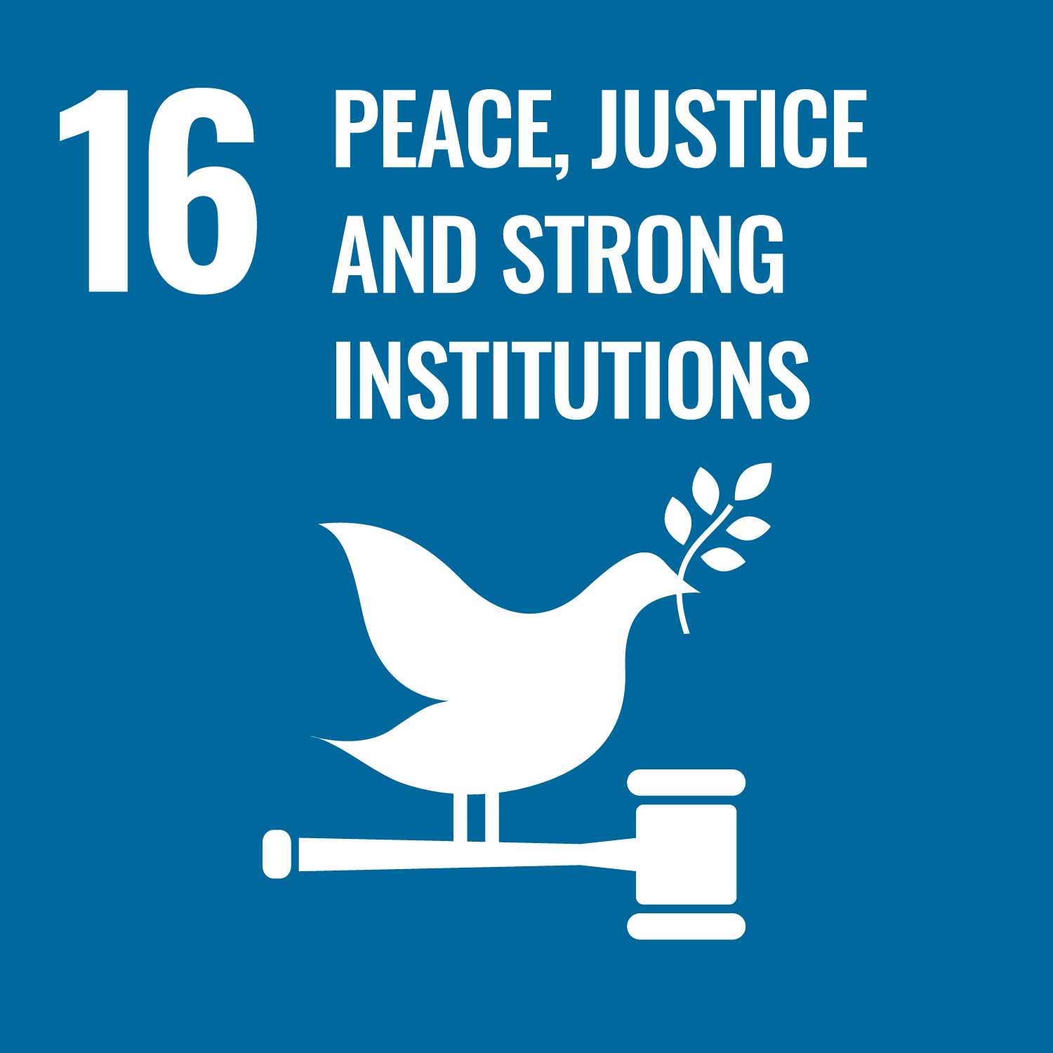 Logo of the Sustainable Development Goal 16: Peace, Justice, and Strong Institutions